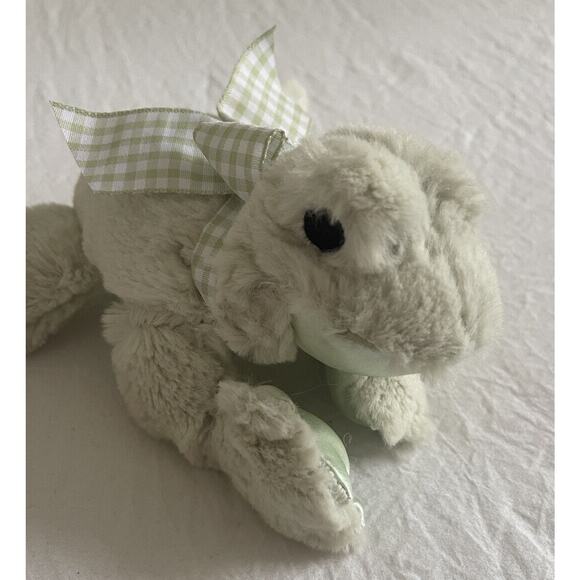 Bearington Baby Collection RIBBIT Plush Mint Green FROG Rattle Lovey Toy,Gingham - Picture 9 of 10